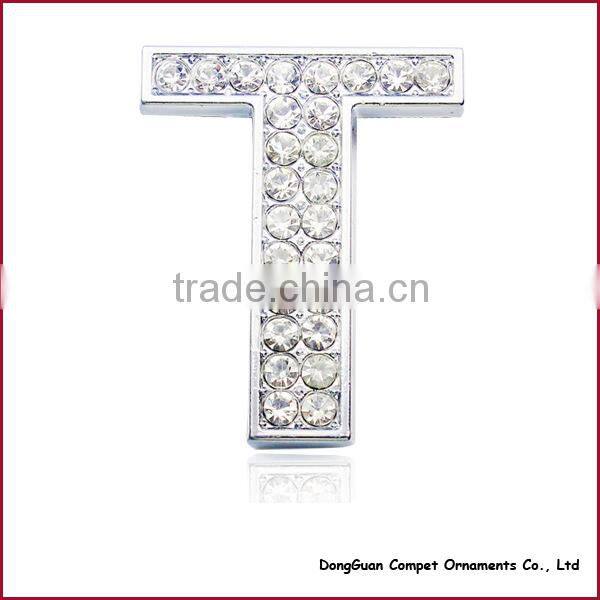 Diy pet Collar Accessories Alloy Alphabets 30mm Full Rhinestone Slide Letters