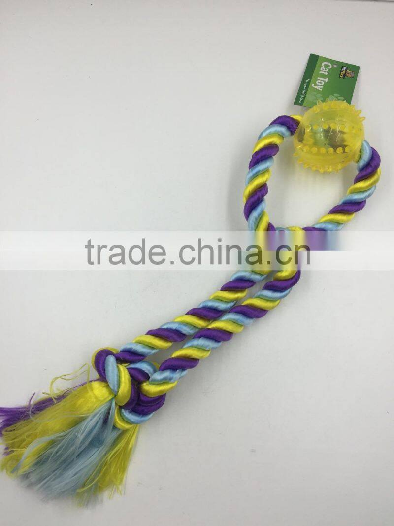 Pet product cotton rope rubber ball toy for dog