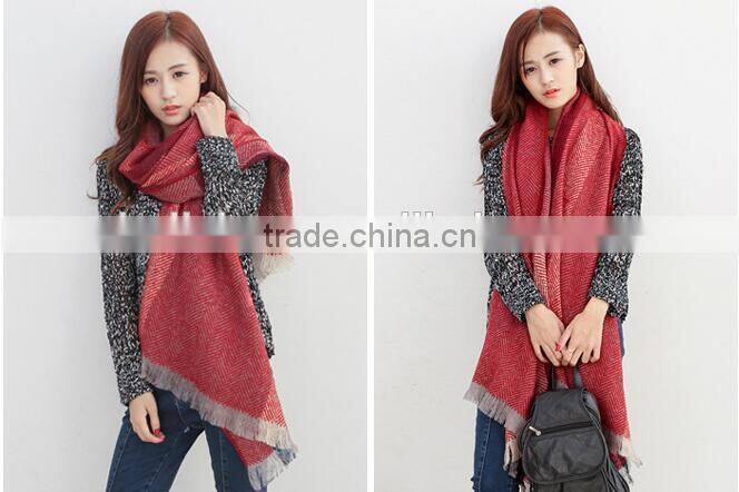 New Arrival Winter Ladies Fashion Fringe Tassel Chervon Pattern Russian Shawls Scarf