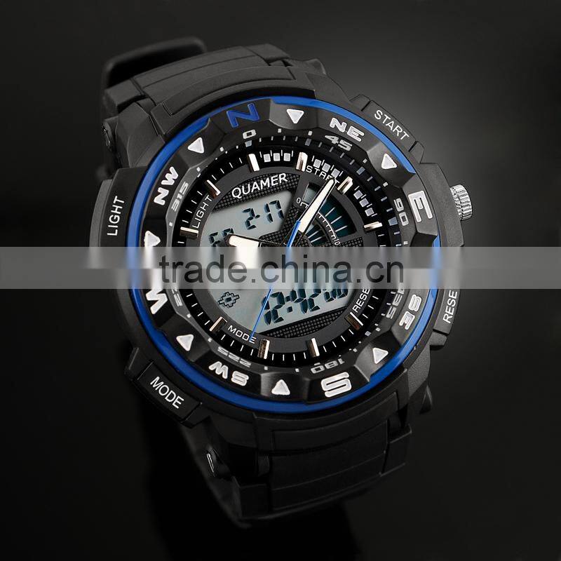 Men's Rubber Strap Orange Analog Digital Digital Sport Watch