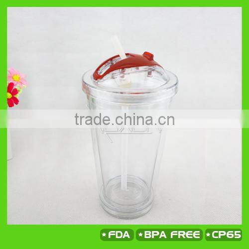 16oz double wall plastic cup with dome lid and straw ,NEW PRODUCT