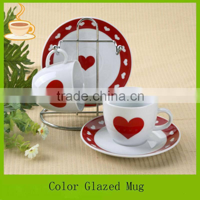 ceramic cookie holder mug with saucer , T/T