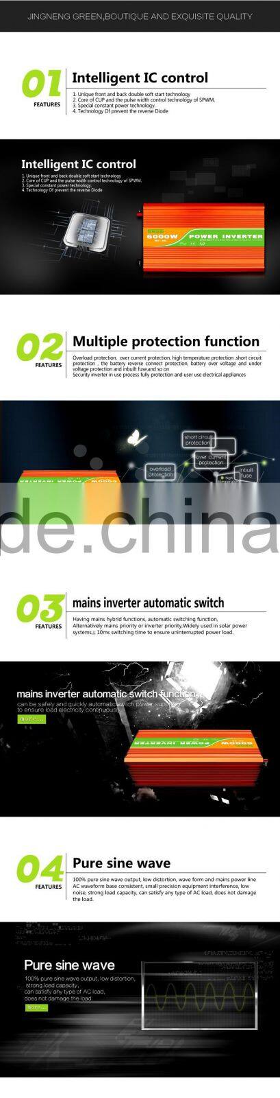 6KW High Frequency Off-Grid 96v dc &110/220v ac solar electric hybrid pure sine wave inverter