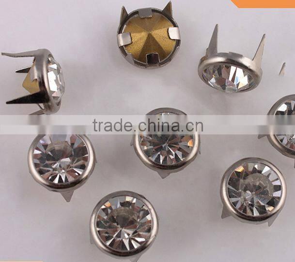 Sedex Audited Factory 2 Pillar Metal Rhinestone nail Prong Studs
