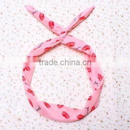 HOT 1 PC Lovely Kids Girls Lady Bow Headwear Hair Bands Hoop Rabbit Ear Wrapped Headband Party Wire Scarf Hair Accessories