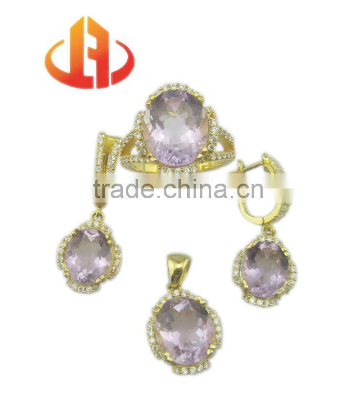 New arrival gold plated handmade silver jewelry set