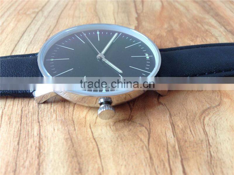 Germany design 316L stainless steel case genuine leather strap curved sapphire glass minimalist watch