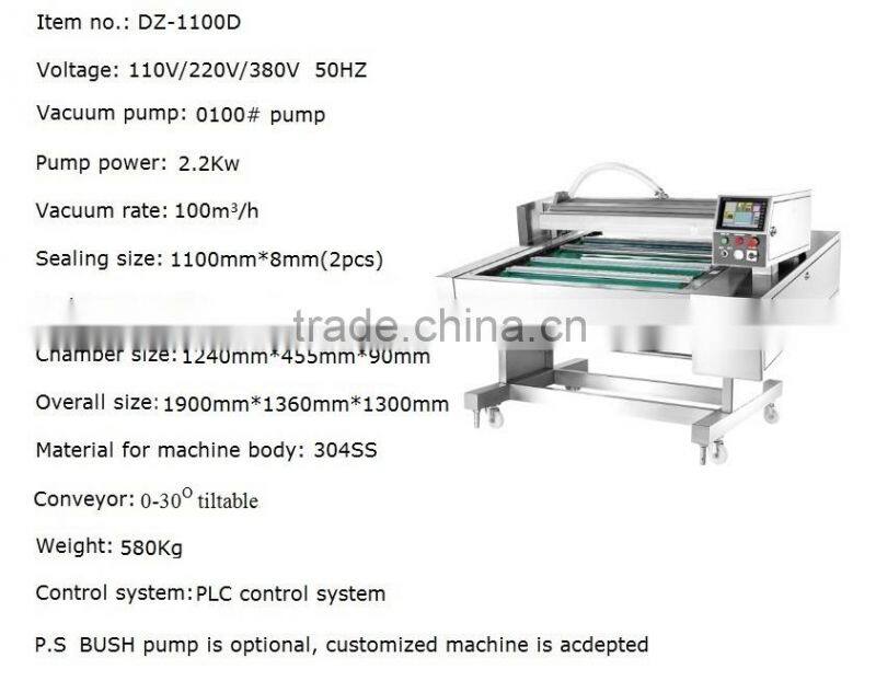 DZ 1000(S) sea food automatic continuous stretch vacuum packing machine for marine