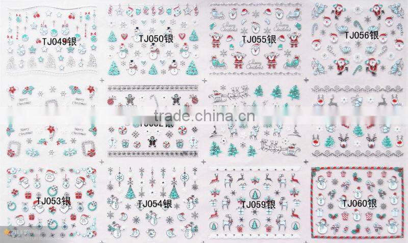 Unique 4 pcs Cute Colorful Fluorescent False Nail Tips Decals Nail Art Stickers Skull Moon Cross Lattice