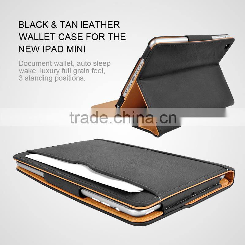 High Quality Tan Leather Case For Ipad Air 2 ipad 6 with Sleep Wake