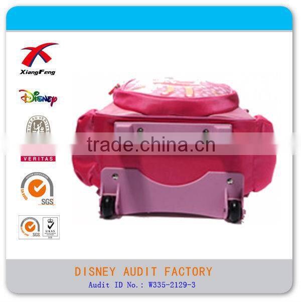 Nylon cartoon new style girl kids school trolley bag