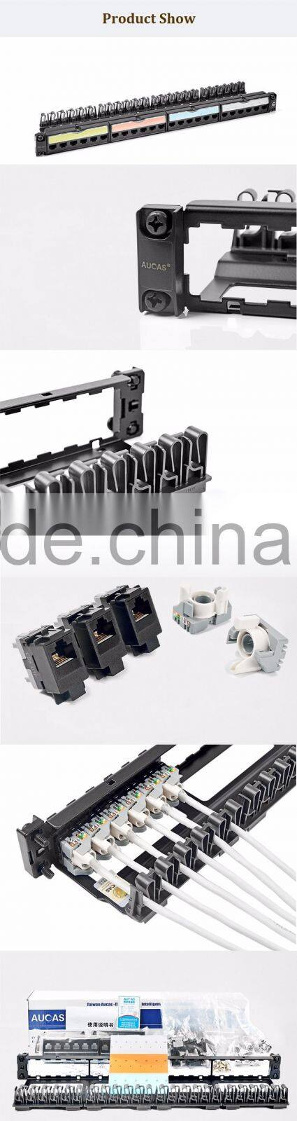 High Quality Tool-Less 24 Port Cat5e Aucas Patch Panel With Rack Cable Management Attached