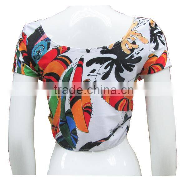 Wholesale 2015 New Arrival Women Sexy Clothing sublimation Crop Top