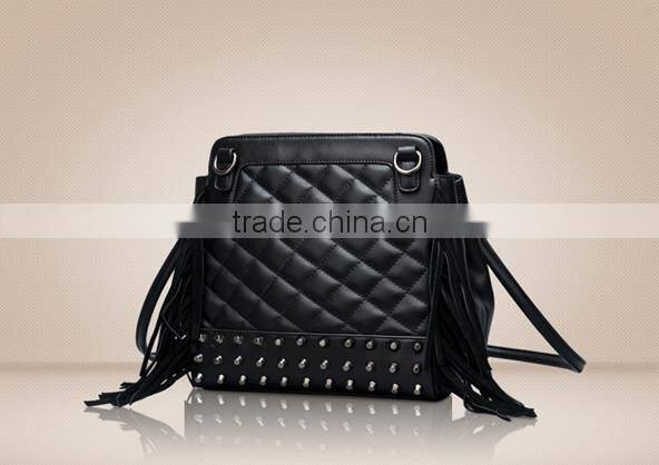 western three-used tassels backpack soft leather tote bag black ladies shoulder bags