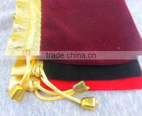 Professional gold microfiber top mini velvet bag soft with aglets