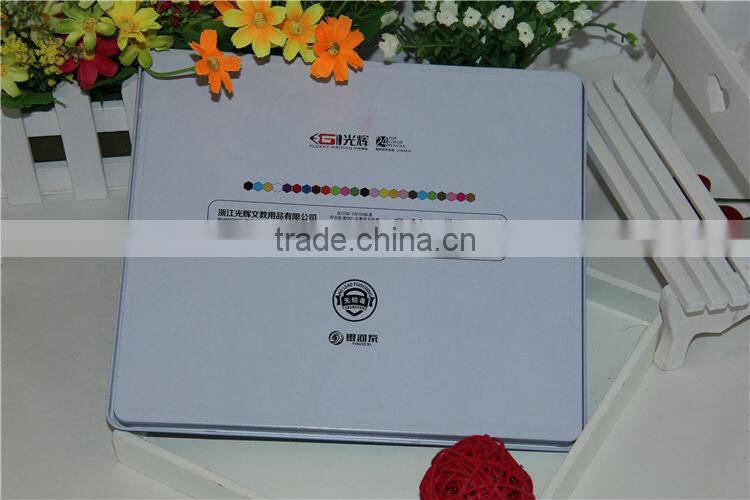 2014 new products wooden color pencil with end dip/ sliver printed color pencil /color pencil in tin box