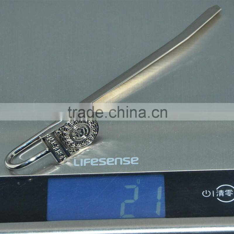 promotion custom silver metal bookmarks with logo