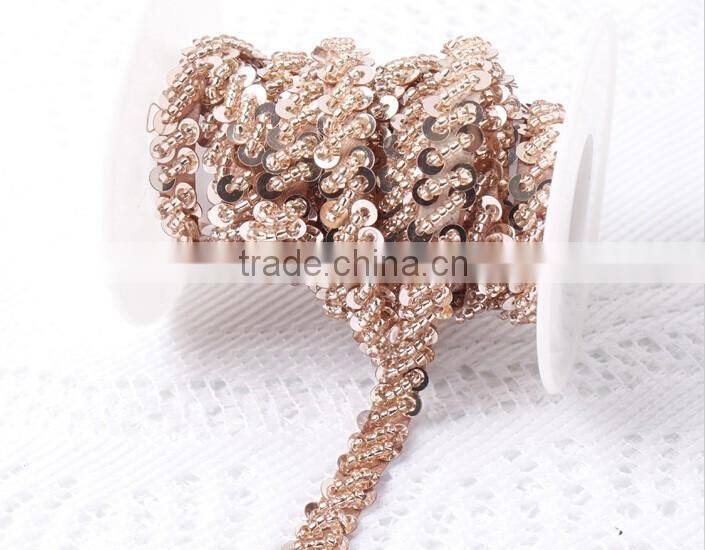 hot sale thread embroidery fancy chain ,fashion woman garment Beaded lace trim