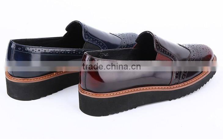 Cheap wholesale fashion burnished polish genuine leather lace up women shoes