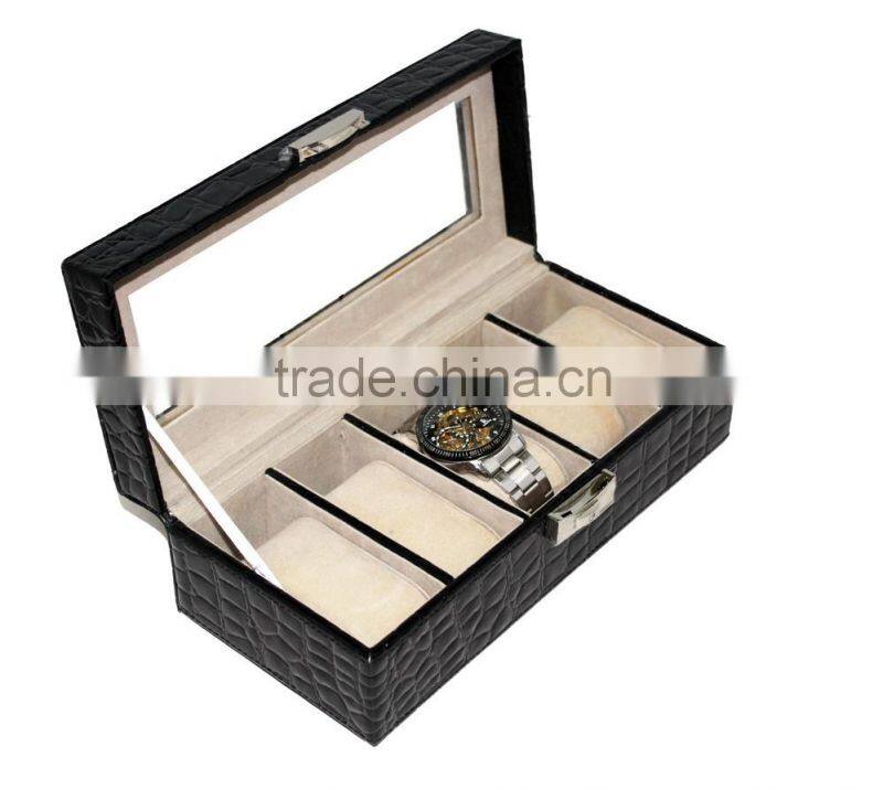 Customized Faux Leather Watch Box/Plastic watch case for 5 watches