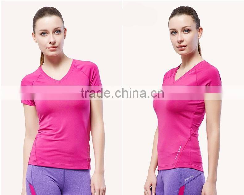 2016 wholesale women customized shirt/fitness compression yoga wear
