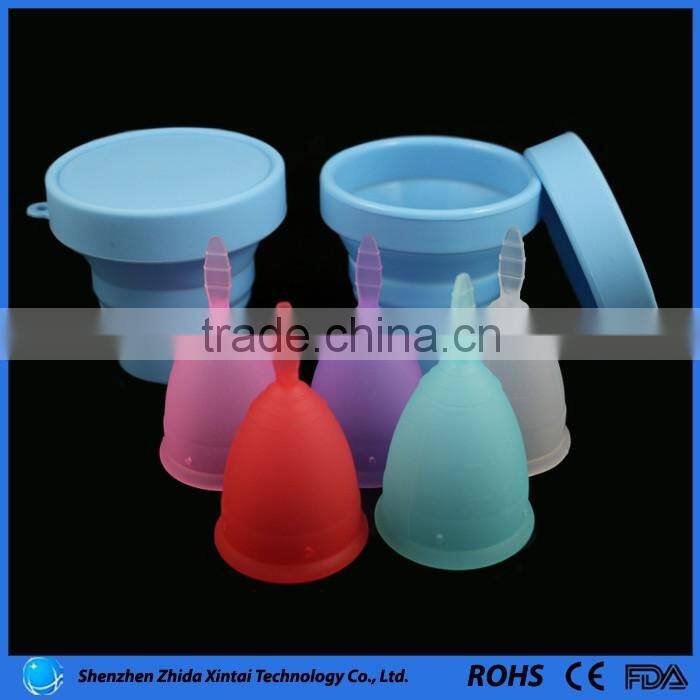 Eco-friendly 100% silicone lady period cup folding cups