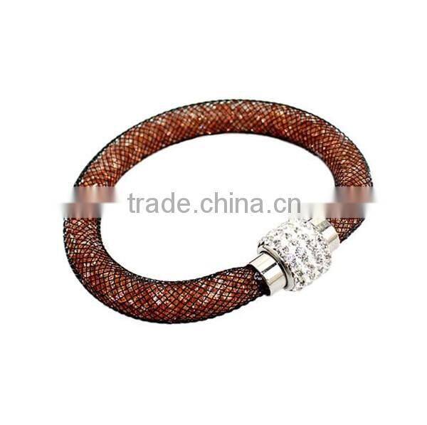 Hot sale fashion multi-color bio magnetic stardust bracelet,mesh crystal charm bracelet