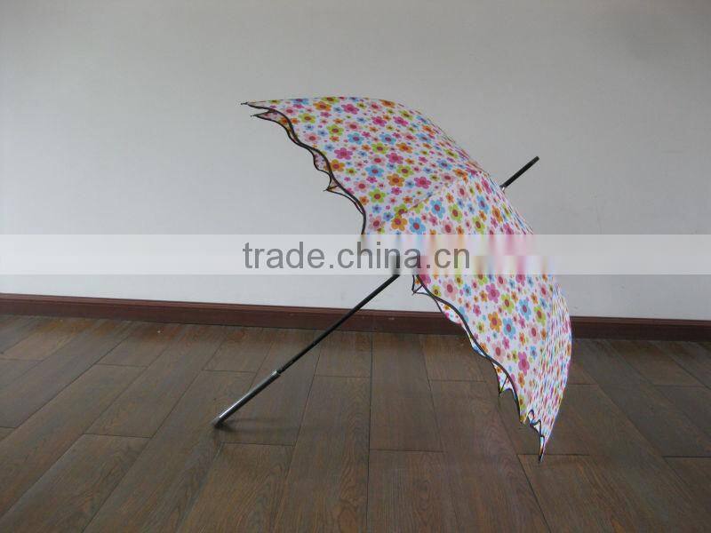 Factory Direct Wholesale Beautiful Design manual open handle straight lace umbrella,cute lace umbrella for children