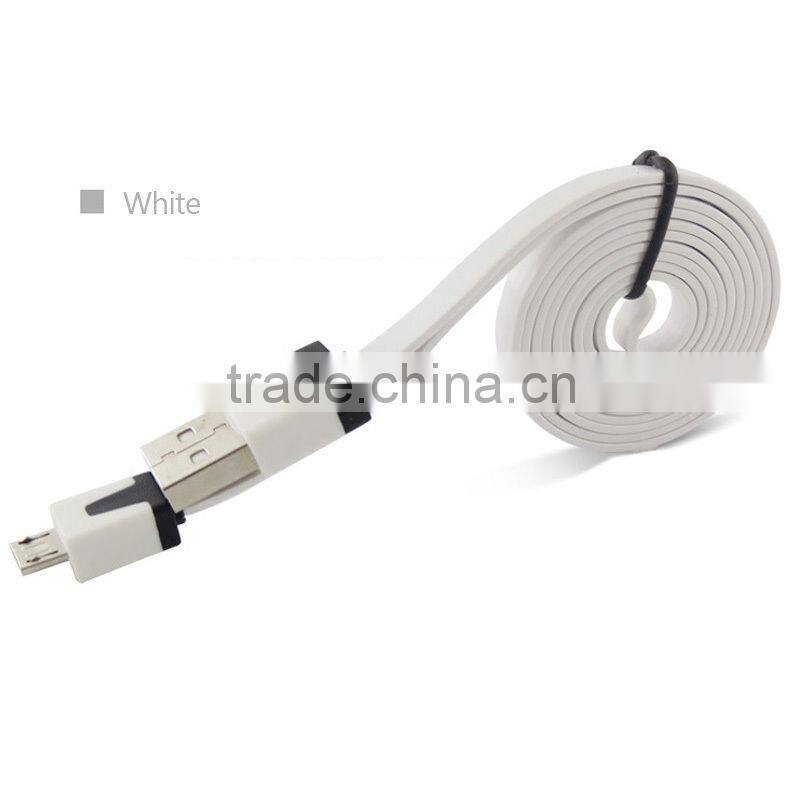 LED Light Happy Face Flat Heavy Duty USB Micro USB V8 V9 Data Cable for Android