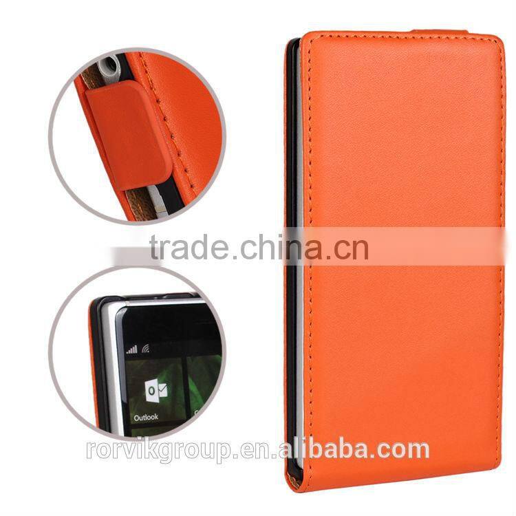 filp up and down real cow leather mobile phone case for Nokia Lumia 830