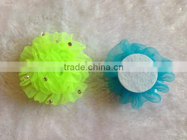 chiffon Gauze flower with diamond DIY Accessories 6.5CM 16 colors