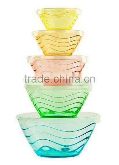 Glassware Dinner Set Plastic Lid Glass Storage Bowl
