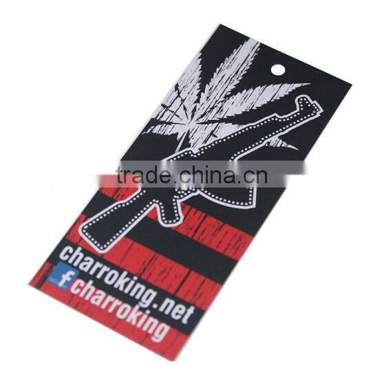 Blue coloured hang tag, thick hang tag