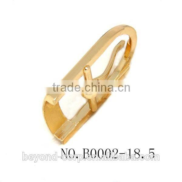 Fancy acid gold plated triple bar window buckle for handbag leather belt