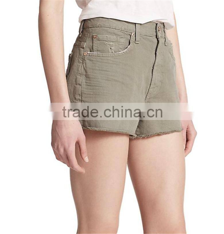 2015 women fashion green denim twill board shorts jean chino shorts SYA15319