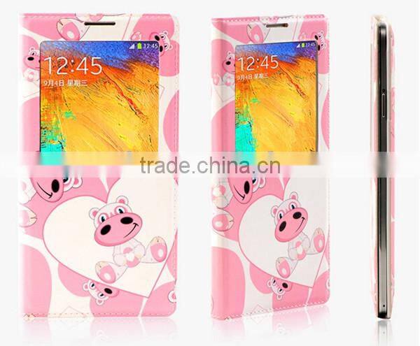 Animal cartoon print oem phone back for samsung note 3 leather case