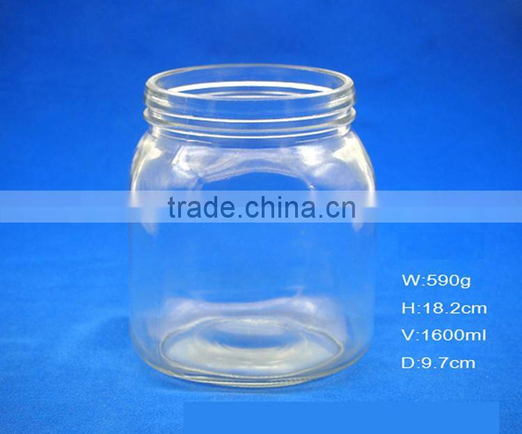 1600ml wholesale high quality clear glass jars for pickles