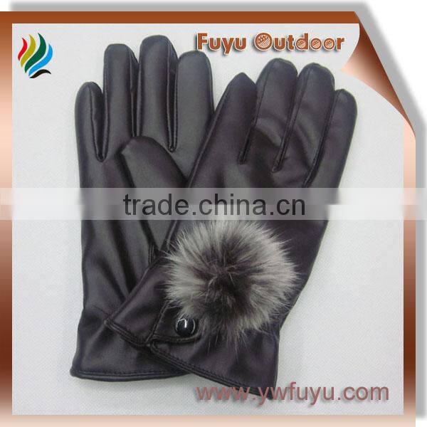 woman black leather glove