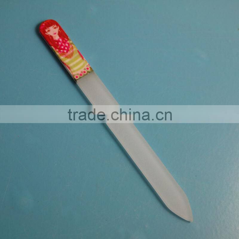 BLC-014 140mm Beauty girl pattern with pvc bag packing beauty glass nail file