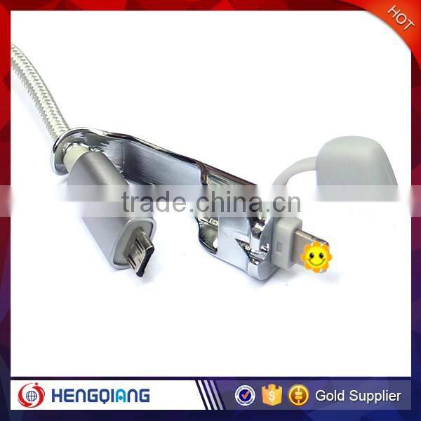 2 in 1 USB Cable for Iphone,for Samsung 2 in 1 USB Cable, Metal PET 2 in 1 Data Cable