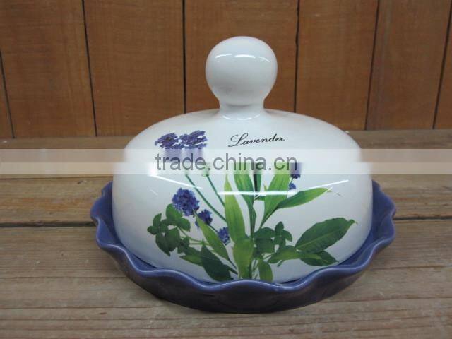 New lavender design ceramic butter dishes
