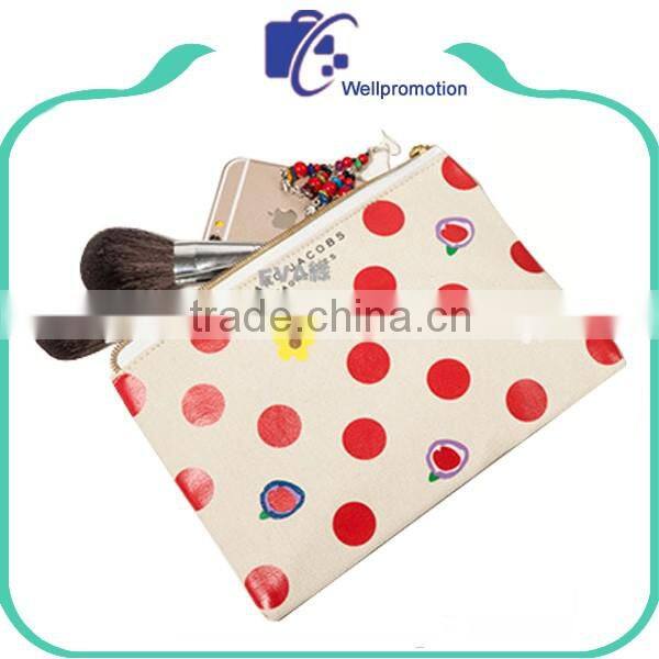 Wellpromotion canvas zipper cosmeitc pouch with customized logo print