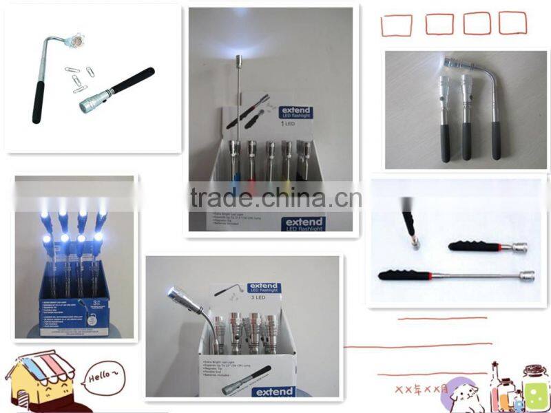 Extendable LED Flashlight pick up tool