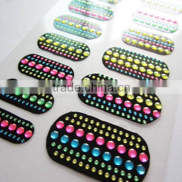 Custom sliver star metallic 2d nail wrap rhinestone nail sticker manufacturer 20 tips/sheet with test EN71-3