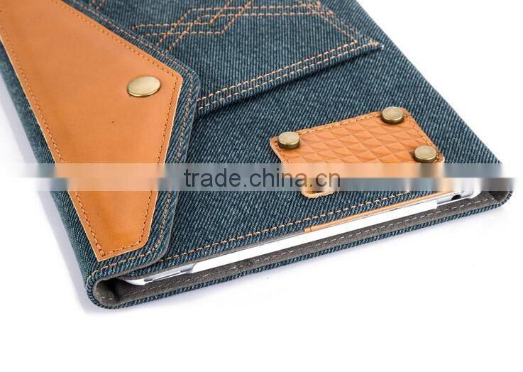Fashion Jeans Cloth Leather Tablet Case Mobile Phone Case for Apple iPhone/ iPad Air/iPad 5