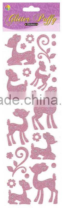 Glitter puffy sticker Mouth_Deer_Dolphin_Lizard