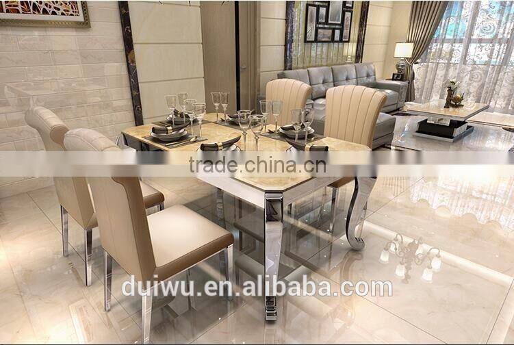 Foshan shunde hotel stainless steel marble round dining table