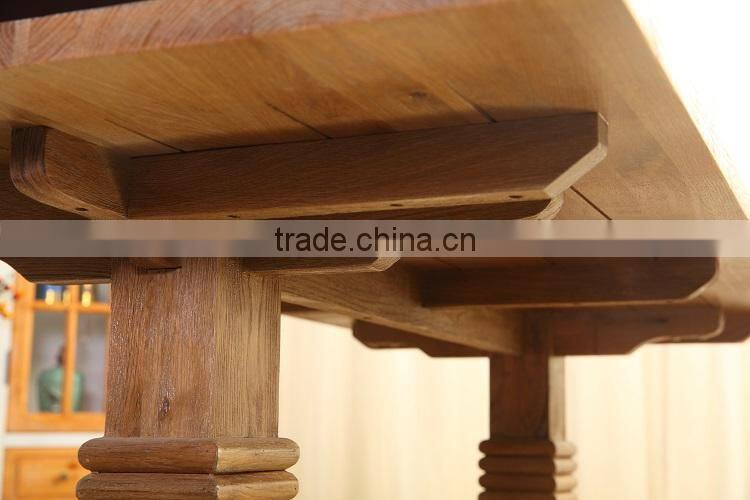 French country style oak wood frame factory dining table