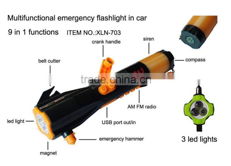 Auto Escape Hammer With Light Flashlight; Multifunctional LED Flashlight