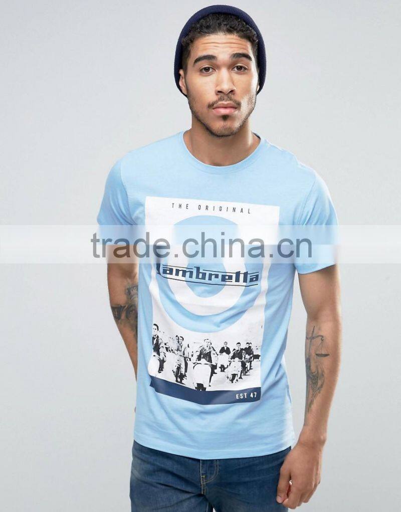 China OEM High Quality Blue 200gsm 3d printed 100% polyester Blue Mens t shirts manufacturers in china